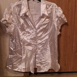 A white silk button up